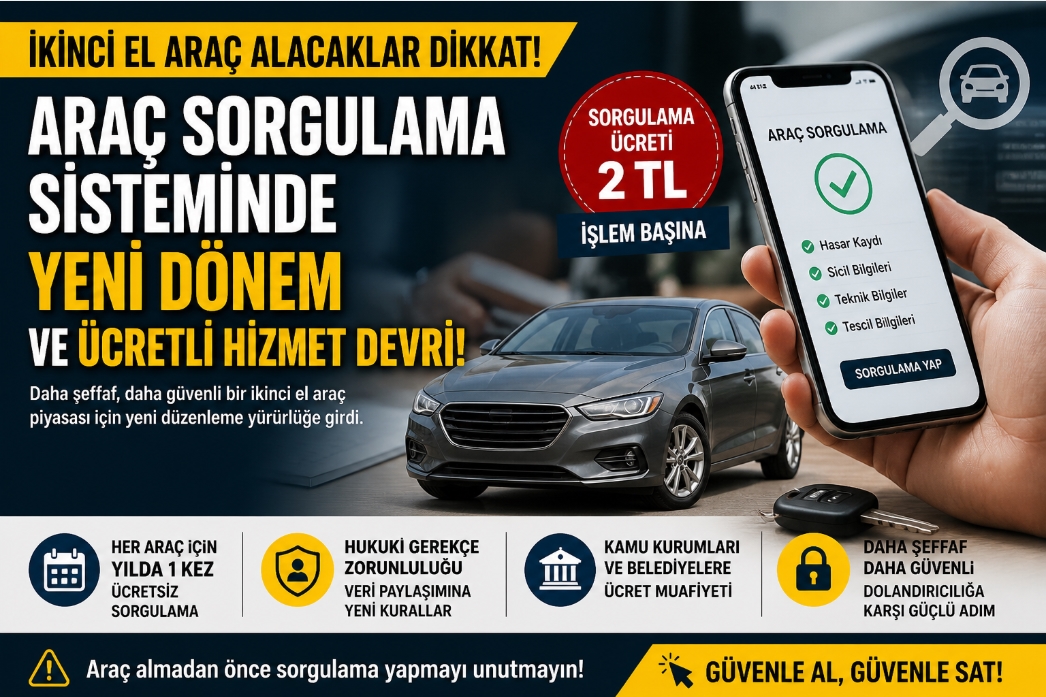 İkinci El Araç Alacaklar Dikkat Araç Sorgulama Sisteminde Yeni Dönem ve Ücretli Hizmet Devri!
